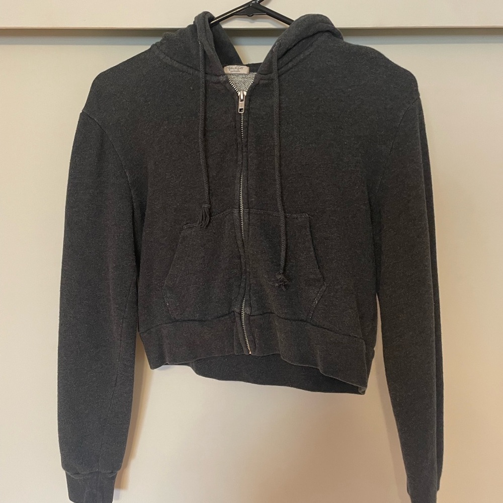 Brandy Melville cropped gray zip up